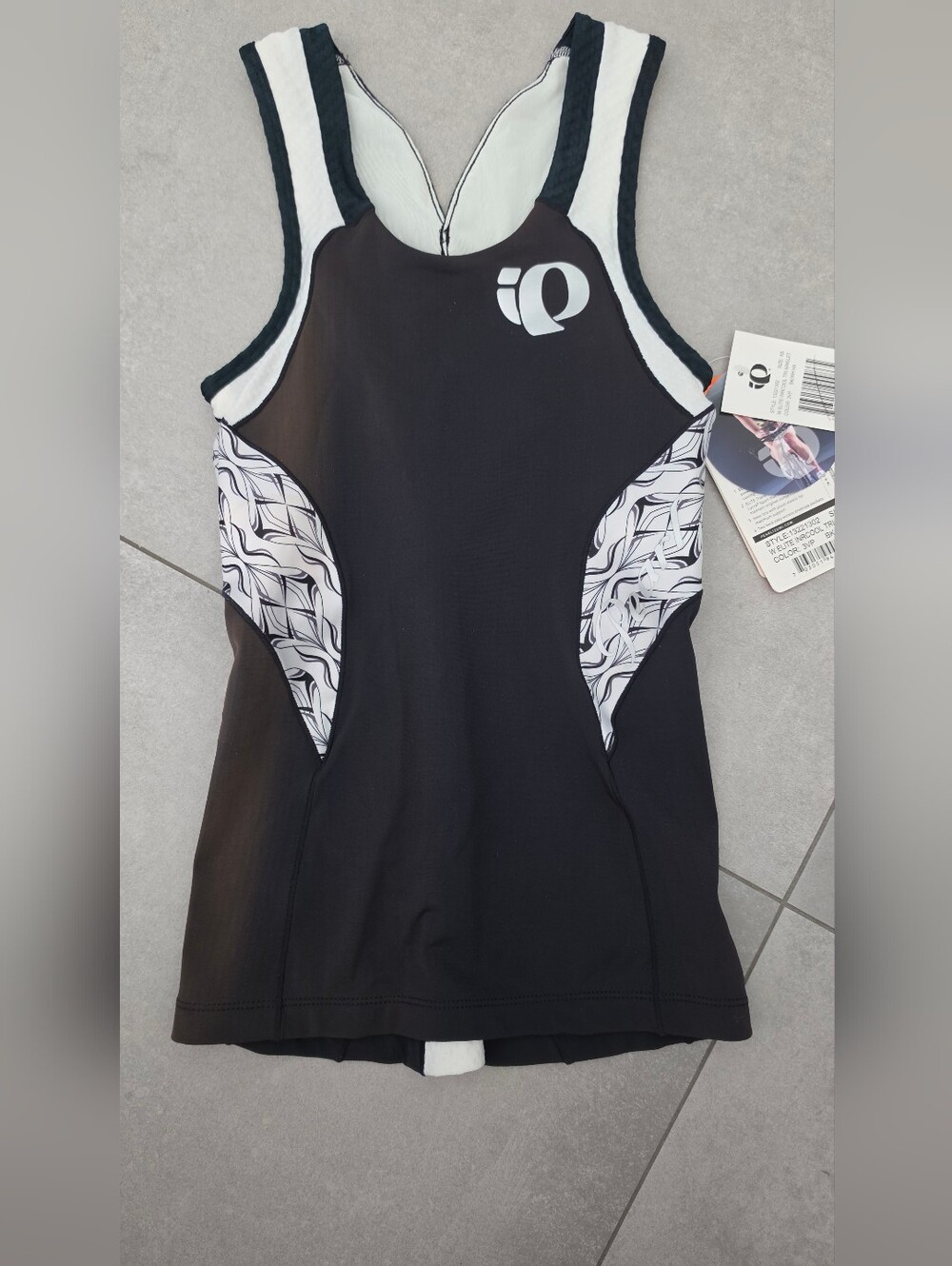 Pearl Izumi Black Tank Top with White Patterned Side Panels